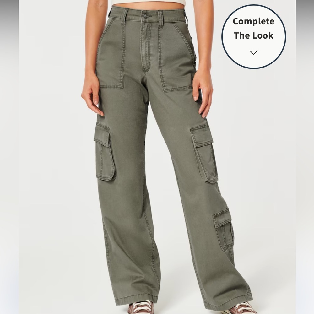 Hollister Ultra High-Rise Baggy 3-Pocket Cargo Pants, Olive 27S